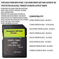 GPS SD Card for 2022 FORD MFD SYNC 1 SD Card Maps SD Fiesta Focus KUGA, TRANSIT Europe Latest Maps