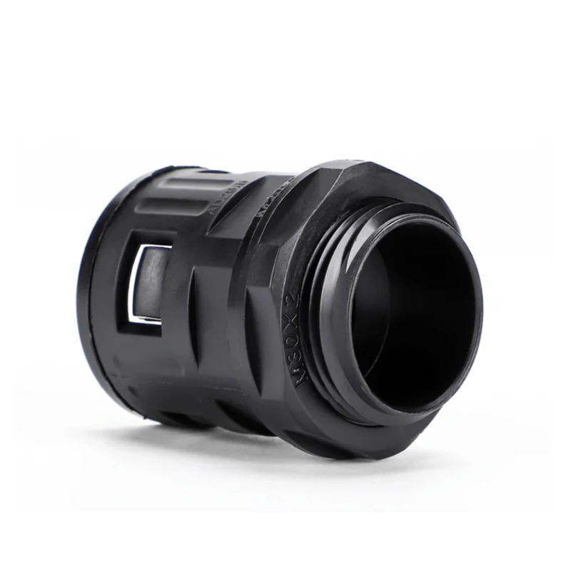 Nylon 66 Bellows straight connector M Black Corrugated pipe waterproof joint for Quick Conduit Fitting M12-M30 AD10-AD28.5