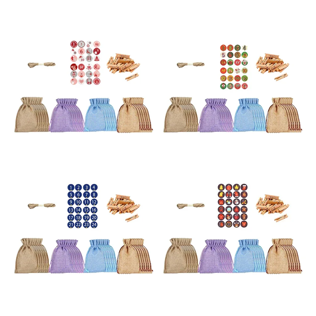 

24 Packs Burlap Bags, Drawstring Pouch Candy Gift Linen Pockets for Wedding Party Birthday Christmas Thanksgiving Halloween
