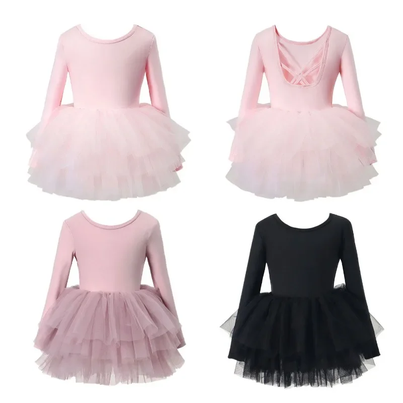 

Костюм для выступлений, танцевальное платье для свадебной вечеринки, От 1 до 8 лет, платье-пачка принцессы для маленьких девочек, пышное балетное платье с длинными рукавами для малышей