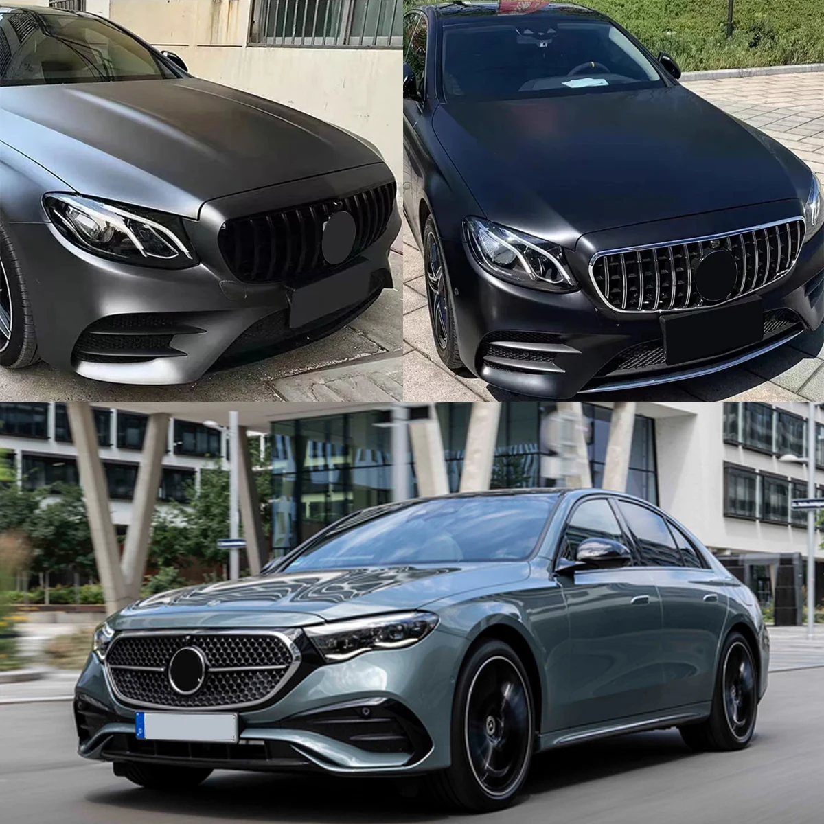 Griglia Del Paraurti Anteriore Nera Lucida Sostituisci Per Mercedes Benz Classe E W214 E200 E300 E400 E 2024 Gt Style Racing Grill Trim Grille