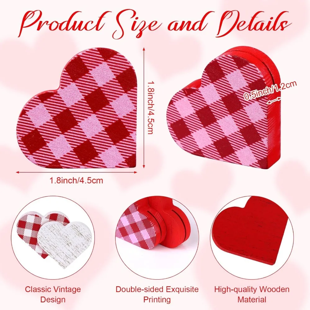 24 قطعة عيد الحب خشبية القلب مكان حامل بطاقة ريفي خشبي على شكل قلب علامات الحب عيد الحب الجدول مذكرة تسجيل صورة لي #2