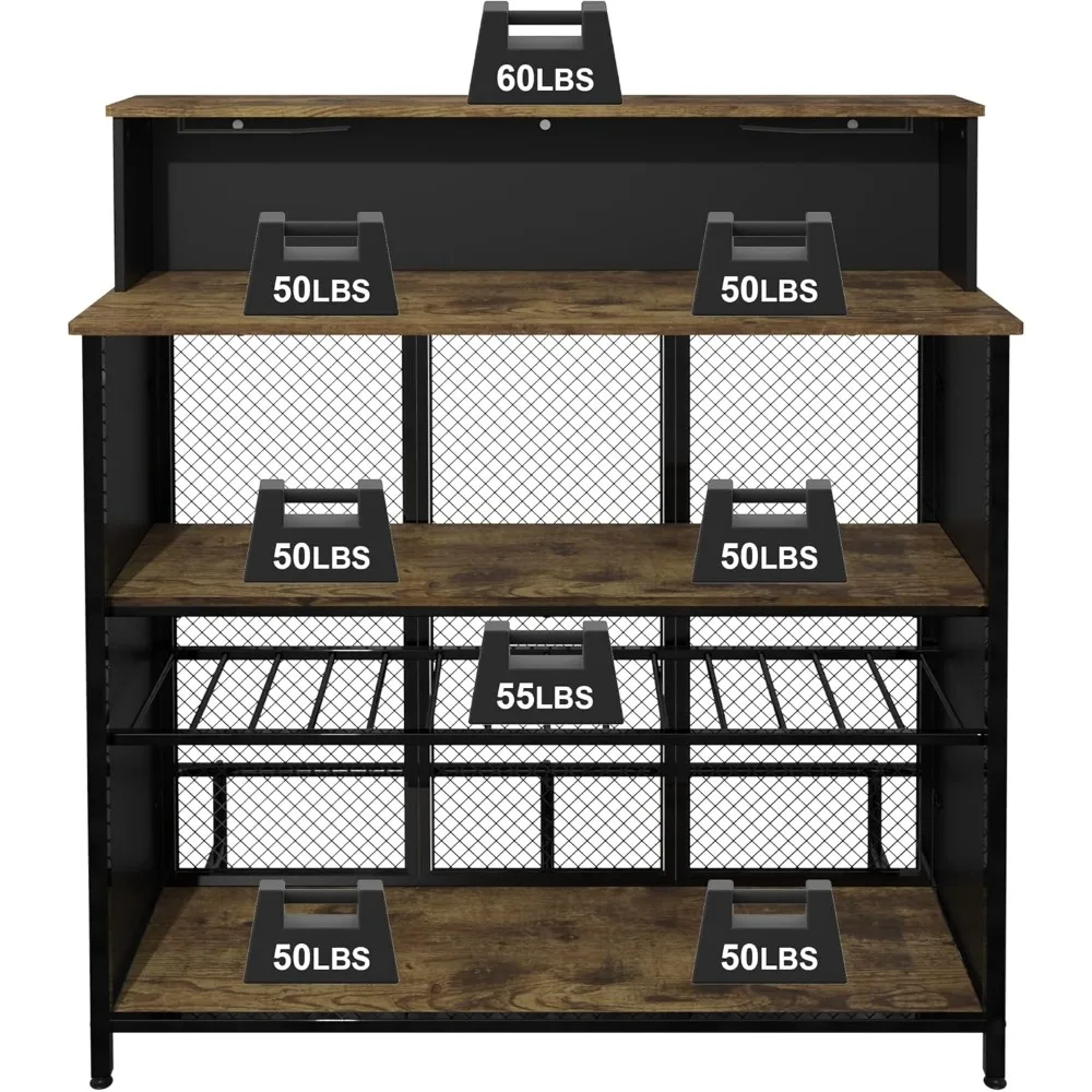 Home Bar Unit Mini Bar Drankkast met opbergruimte en voetsteun voor Home Kitchen Pub (bruin)
