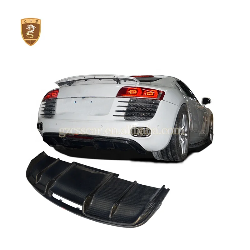 

Hot Sale Css Style High Glossy Finish Carbon Fiber Car Rear Lip Diffuser For Audi R8 V10