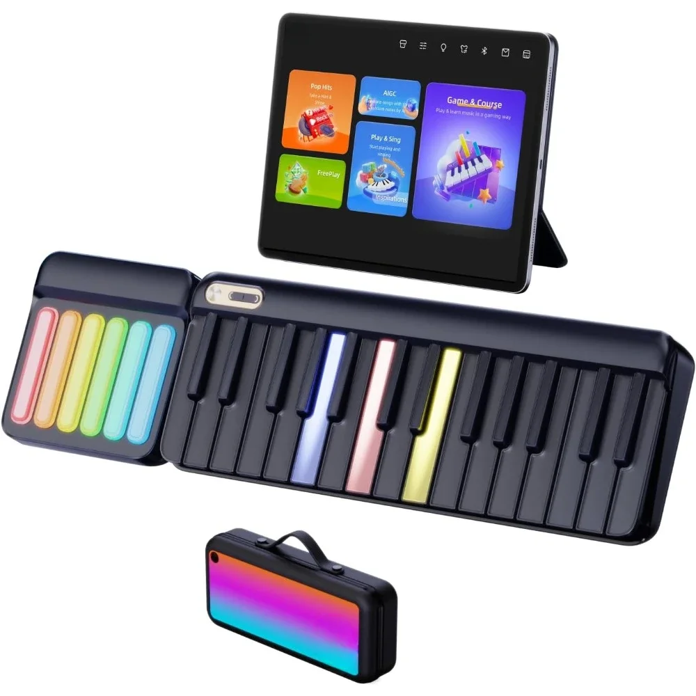 

Piano Keyboard with Colored Light-up Keys, Smart Interactive Sing-Along with Chords, Free Lessons & Games, Built-in Instrument