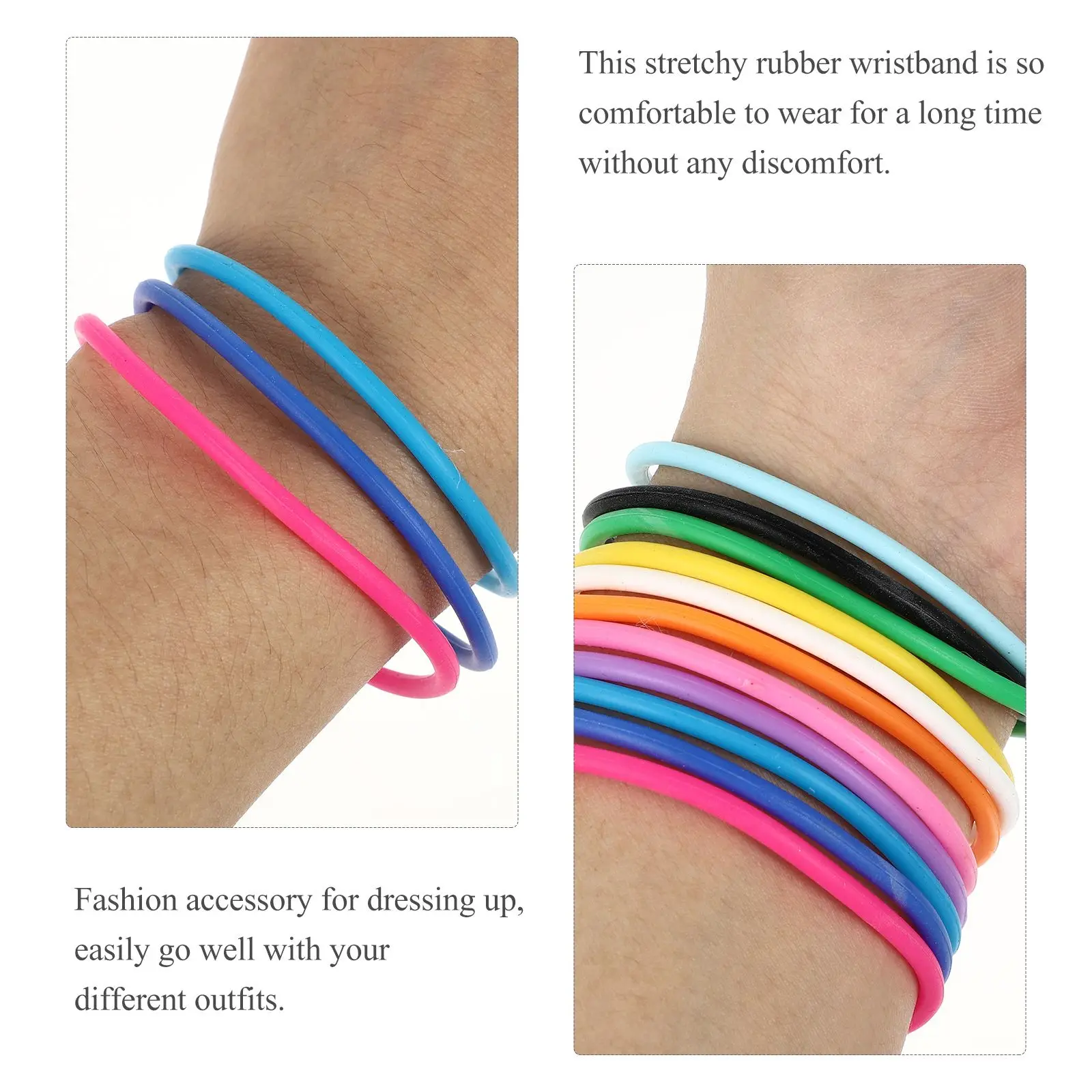 

Colorful Silicone Jelly Bracelets Retro Rubber Bands Stretchy Plastic Wristbands Fashion Craft Hair Rope Party Toys