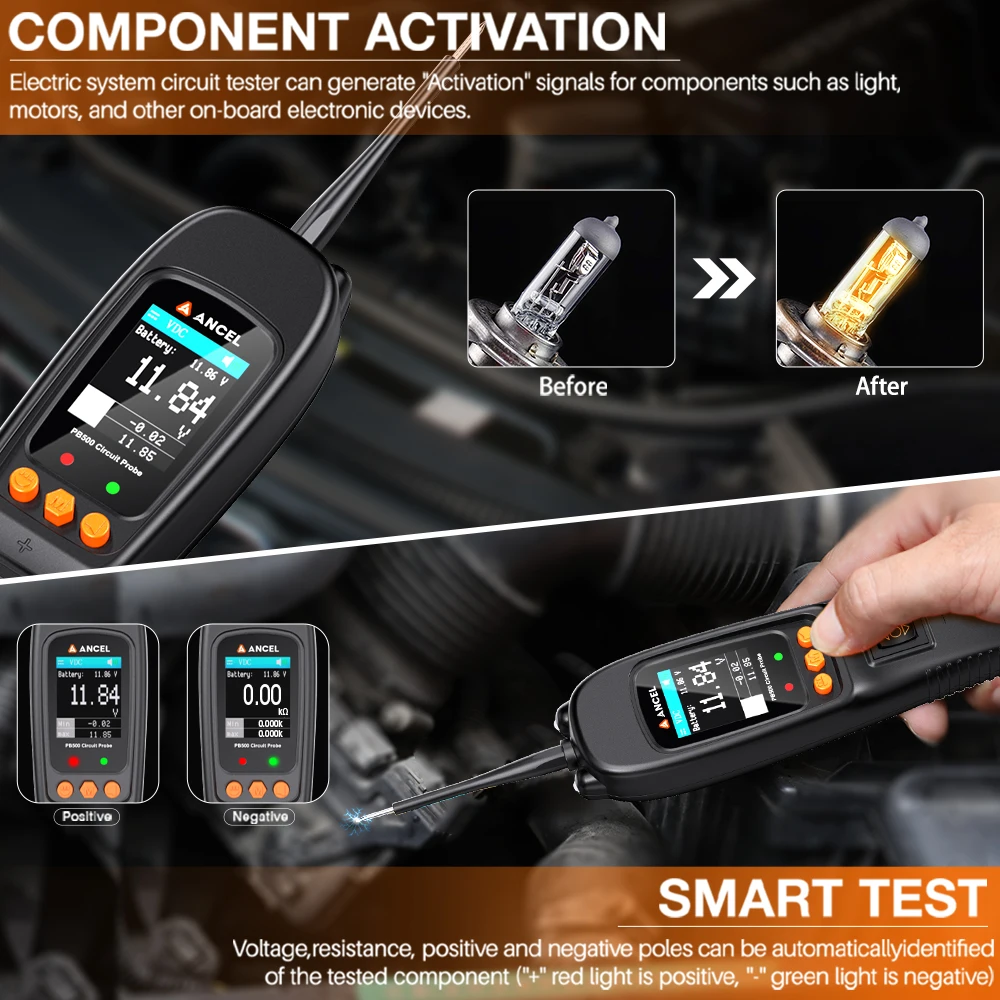 ANCEL PB500 Auto Power Scan Elektrische Schaltung Tester Automotive Werkzeuge Auto Multi Meter Schaltung Diagnose Werkzeug PK PS100 OS2600