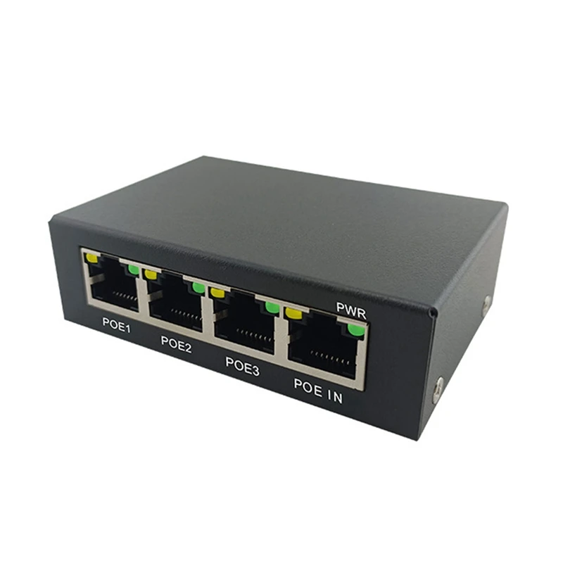 1 Piece 4 Port Gigabit POE Extender 100/1000M Network Switch Extender Black Metal For Poe Switch NVR IP Camera AP