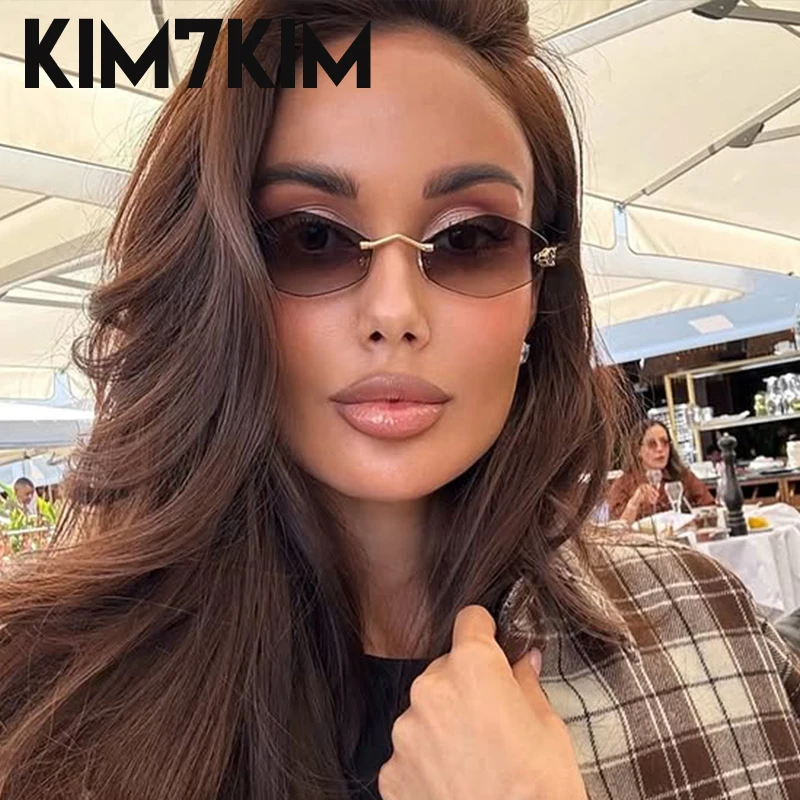 Punk Hexagon Rimless Sunglasses Women UV400