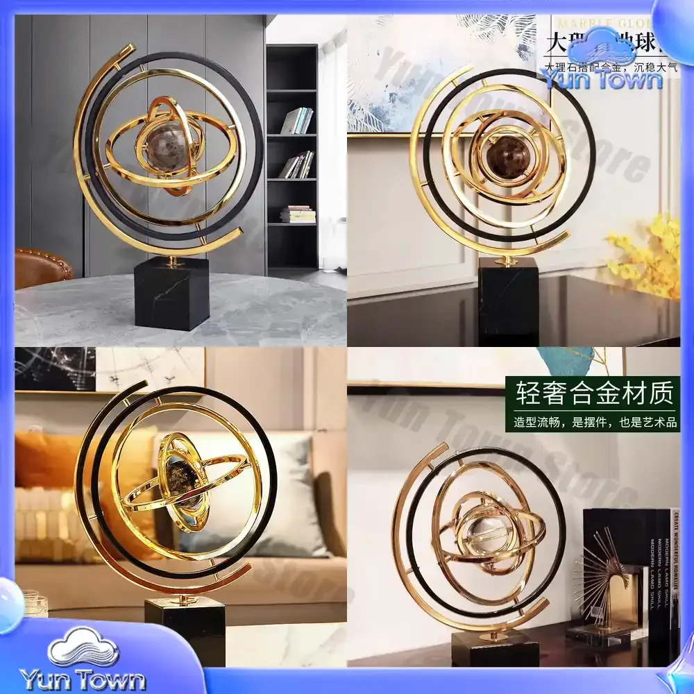 German globe light luxury high-end living room ornament American metal office entrance TV cabinet craft decoration