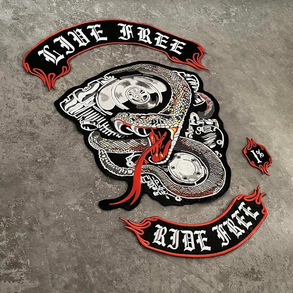 Python Suit Large Embroidery Patch Motorcycle Knight Leather Jacket Back Decoration Accessories Personalized Badge Hand Sewing