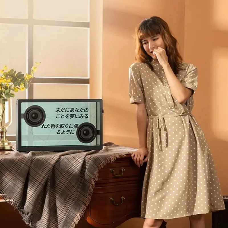 كلمات عائمة صوتية شفافة عرض عنوان بصري مكبر صوت بلوتوث لاسلكي