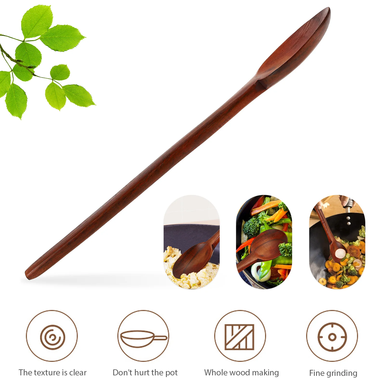 

Wooden Cooking Scoop Teak Spoon Sturdy Kitchen Utensil for Home Restaurant Hotel Food Shop Supermarket