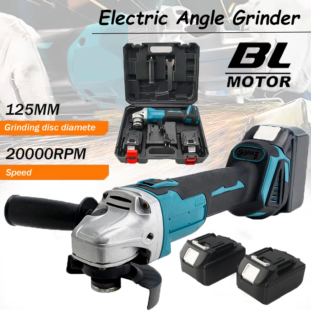 

125MM Brushless Electric Angle Grinder M14 Variable Speed Cutting Machine Woodworking Power Tool for Makita 18v Battery Pins