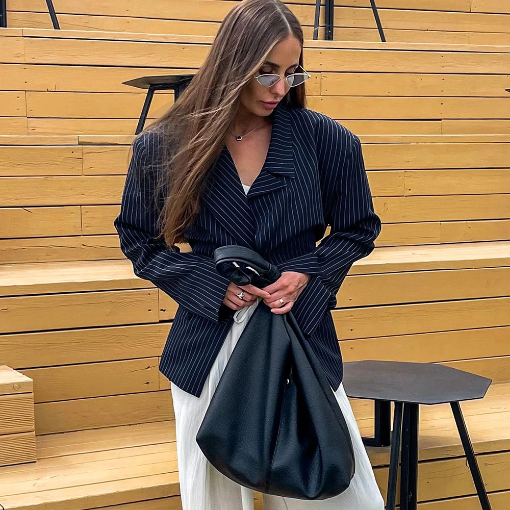 سترة نسائية مخططة من Talenza سترة ضيقة غير رسمية على الموضة ذات طية صدر السترة عالية الشارع أنيقة فاخرة للحفلات تبدو سترة نسائية عتيقة #3