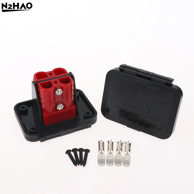 50A 600V Twin Dual Plug Connector Set Easy Install Flush Mount Bracket for Solar Panel RV Marine