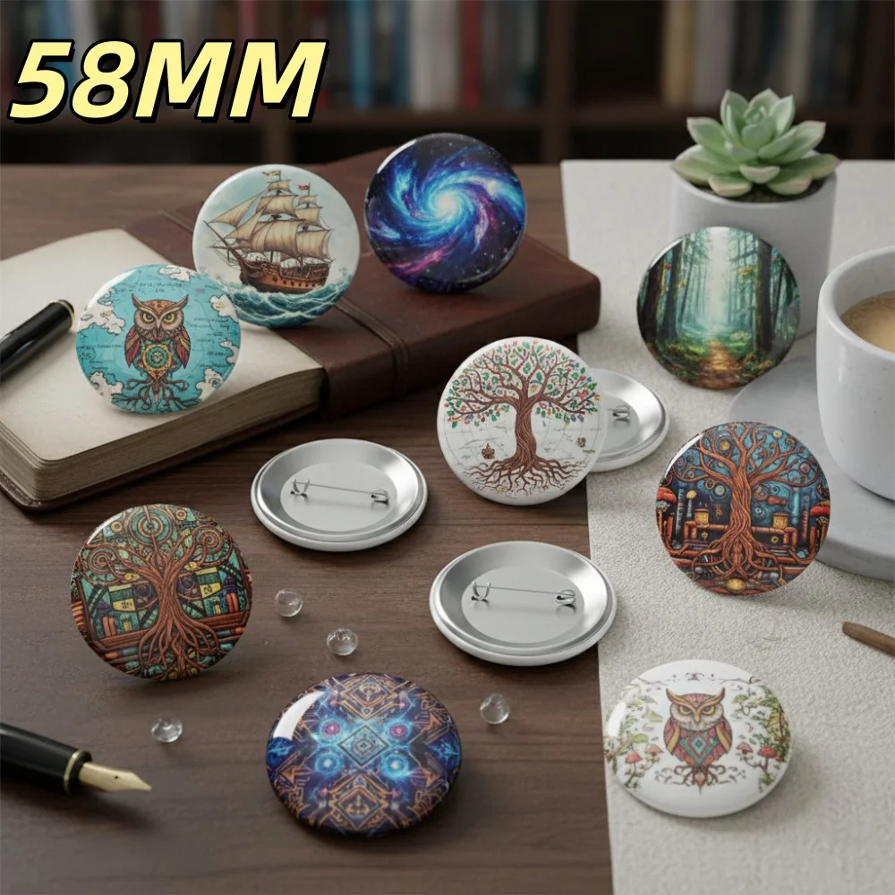 58mm Custom Tin Badge Personalized Metal Lapel Pin Logo Pattern Text For Daily Wear Party Gift Commemorative Collection Diy Bag