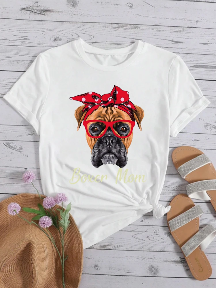 Funny Boxer Mom Dogs Father Day Dog Lovers T Shirts Graphic Cotton Streetwear Short Sleeve Birthday Gifts Summer Style T-shirt