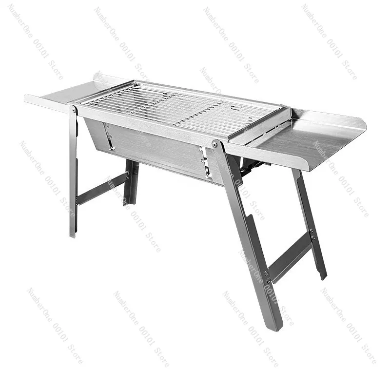 Premium Stainless Steel Folding BBQ Grill Adjustable Height Charcoal Barbecue Stove Portable Indoor Outdoor Roaster Household