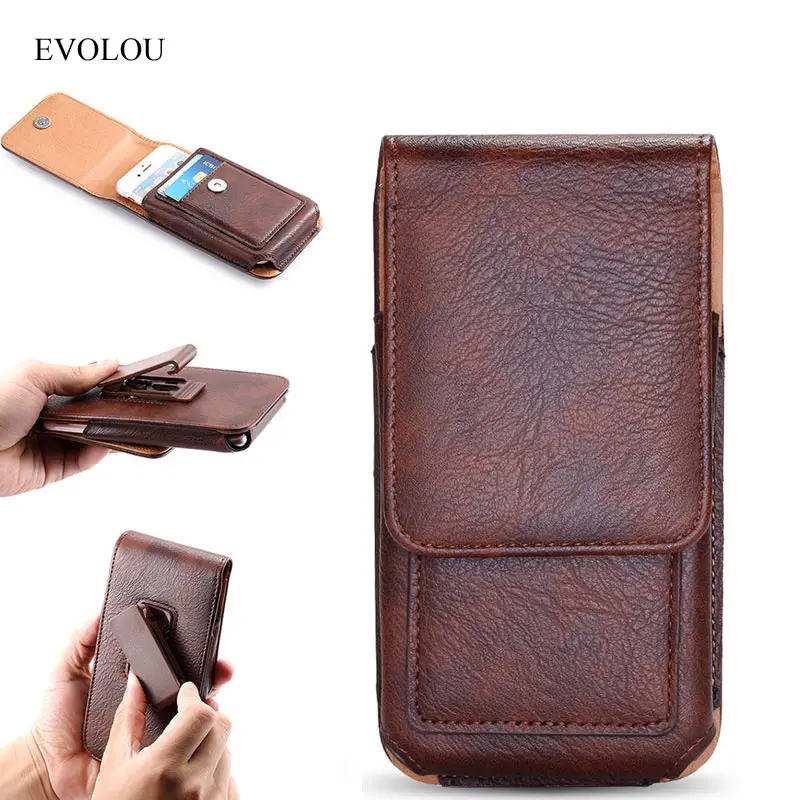 Leather Phone Pouch for iphone 14 Plus 13 12 11 Pro Max Xs XR 6S 7 8 Plus SE 2022 Belt Clip Cover Holster Mobile Phone Waist Bag