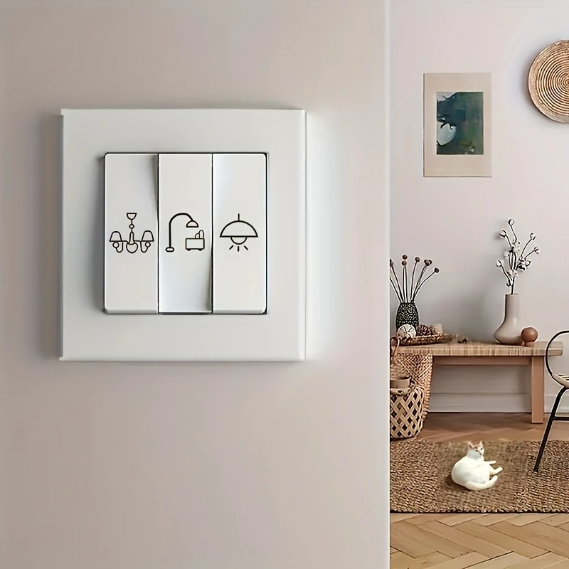 

3set Transparent Switch Label Sticker Self-Adhesive Switch Labels Durable Household Lighting Fans Heating Switches Switch Labels