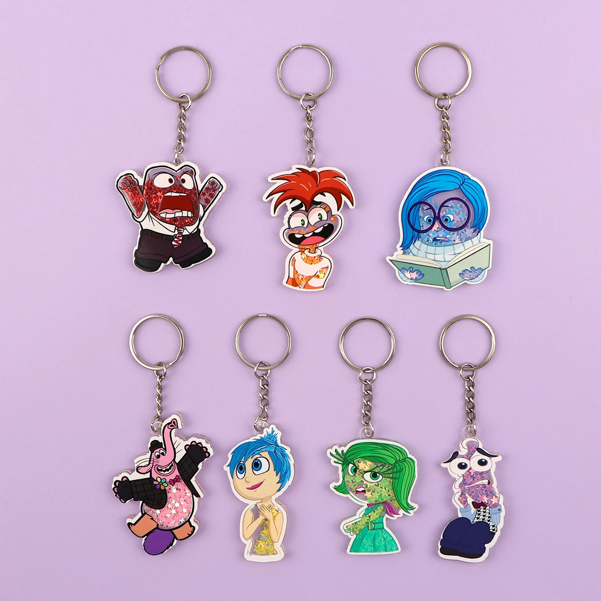 

Mix 7pcs/set Emotion Characters Plastic Key Buckle For Cars Funny Cartoon Keychain Flowing Stars Backpack Fashion Keyring Gifts