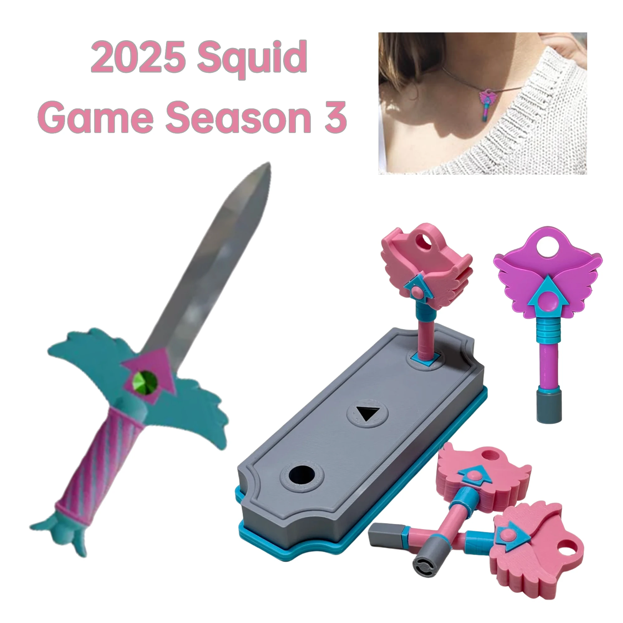 SG3 Korean Folk Game Keychain Pendant Squids3 Korean Traditional Gaming Jewelry Accessories for Family Squid Parties Gifts