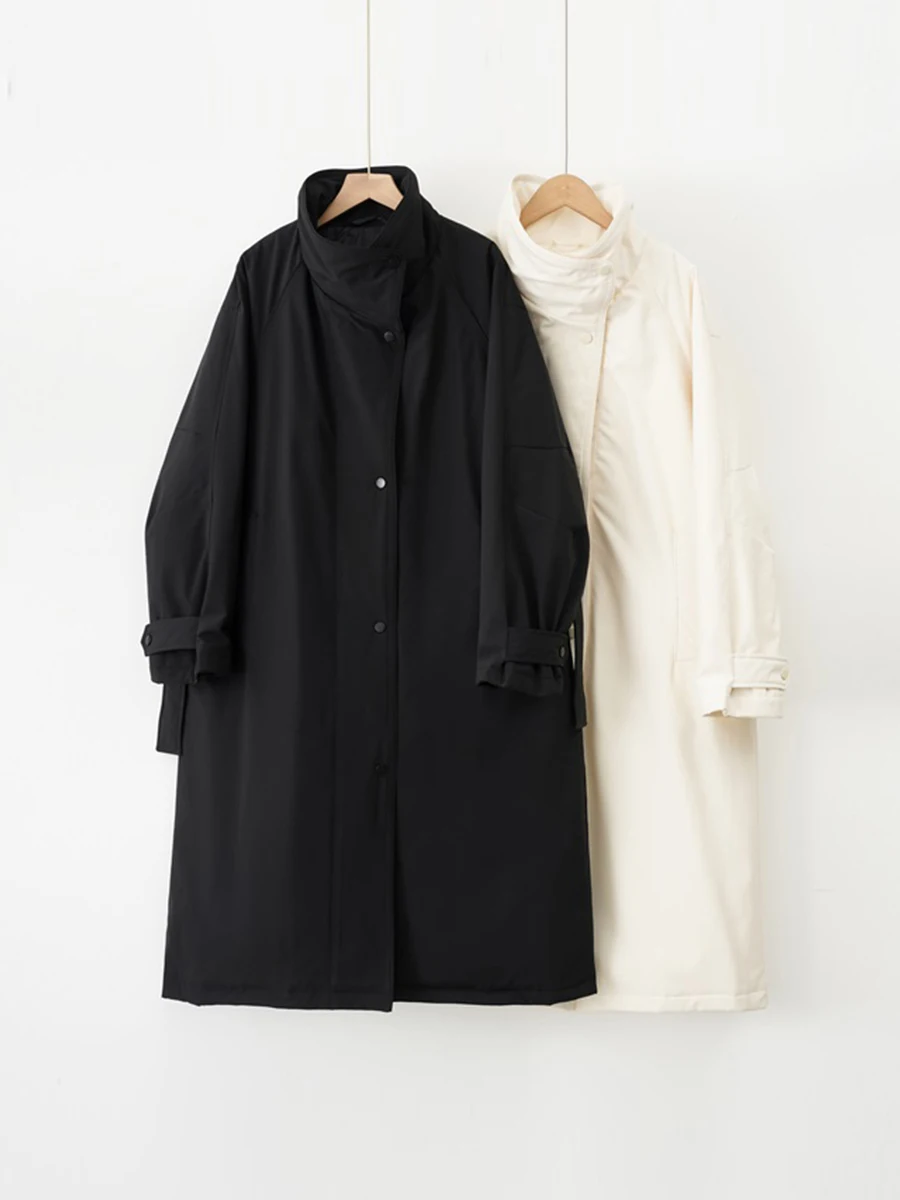 

Женское зимнее пальто Thiened 90, белое ду-стойка с воротником-стойкой, тонкое модное пальто, теплое гарантированное корейское пальто