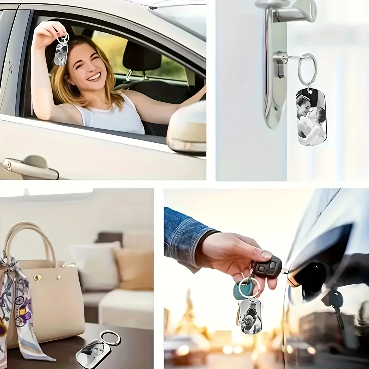 1pc, Personalized Engraved Photo Text Keychain, Men'S Portable Keychain, Perfect Gift for Family Men And Women