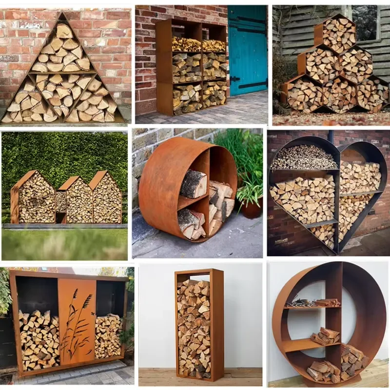 Hexagon Firewood Log Storage Rack Steel Firewood Rack Firewood Storage Log Rack Holder