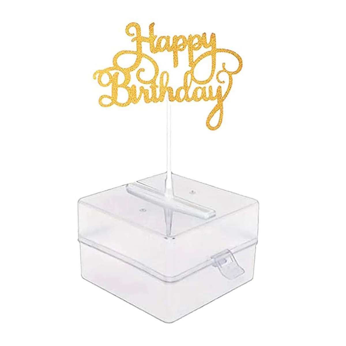 F-CX-Cake Money Box Set, Money Pulling Cake Making Mold,Cake ATM Money Box with Gold Glitter Happy Birthday Cake Topper