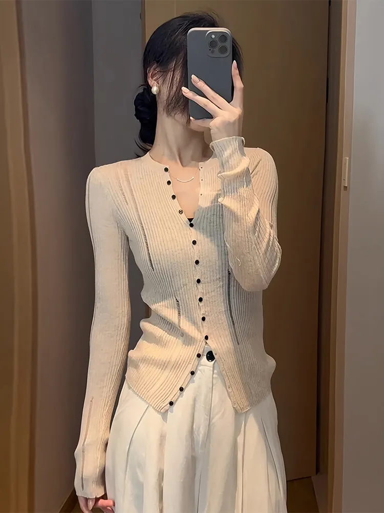 

Корейский теплый вязаный свитер для женщин, модный, на одной пуговице, однотонный, зимний, новинка, повседневный, с длинным рукавом, круглый вырез, топ