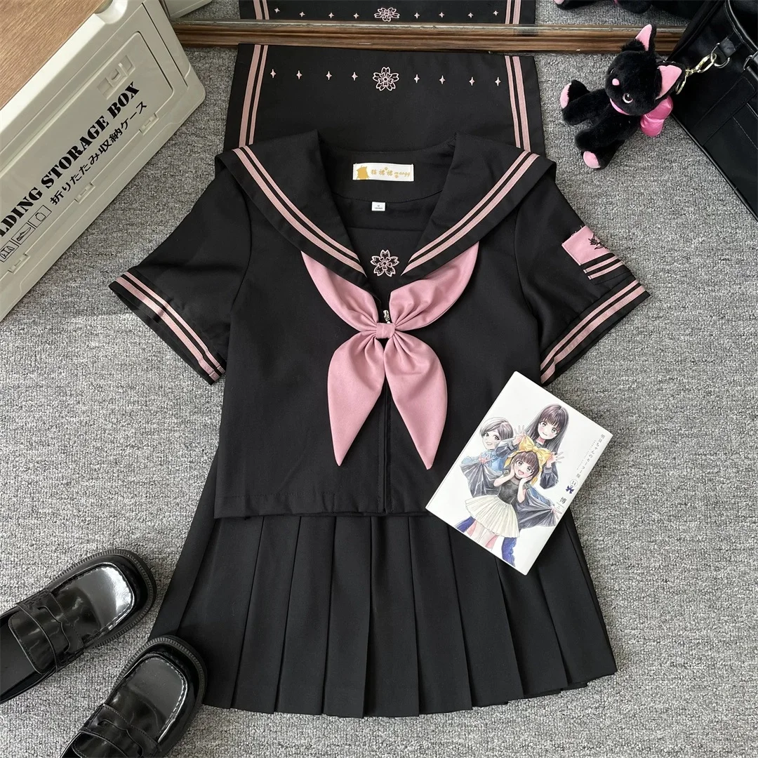 

Black Sailor Fuku Jk School Uniform Sailor Clothes Tops Dress Cosplay Seifuku Japan Anime Women Schoolgirl Pleated Skirt Outfit