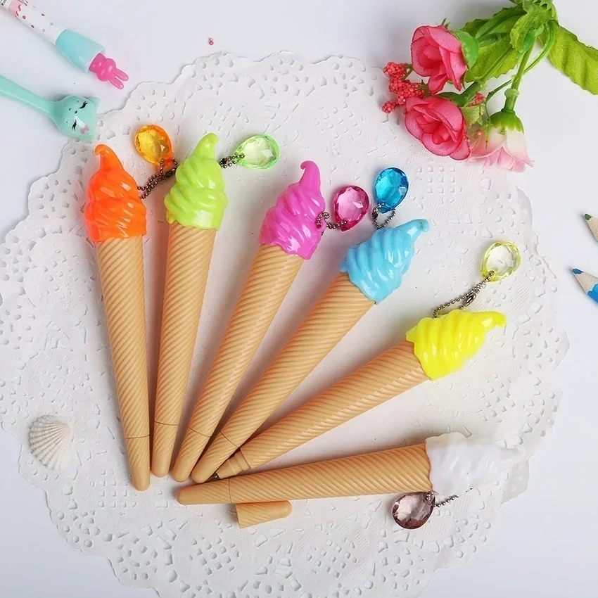 6 Pieces/batch 0.38 Mm Ice Cream Shape Gel Pen Cartoon Writing Cute Children's Day Gift School Supplies Kawai Stationery