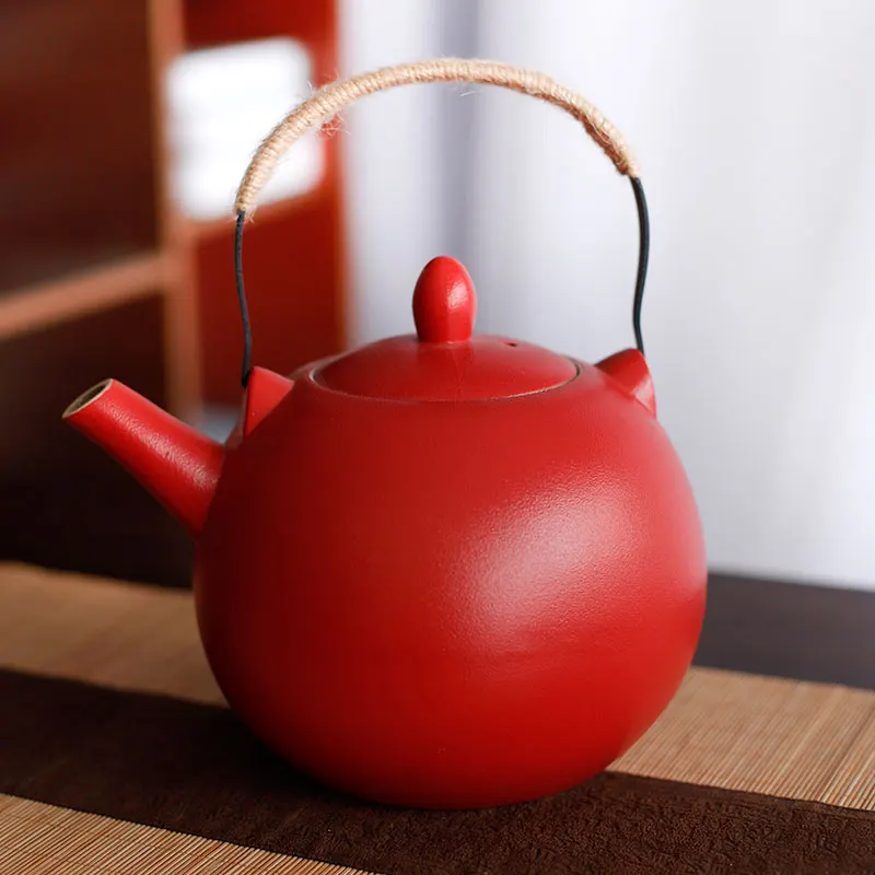 Japanese Style Vintage Ceramic Teapot Large Capacity 2000ml Black Tea Pot Home Hotel Restaurant Favor Chinese Teaset With Filter