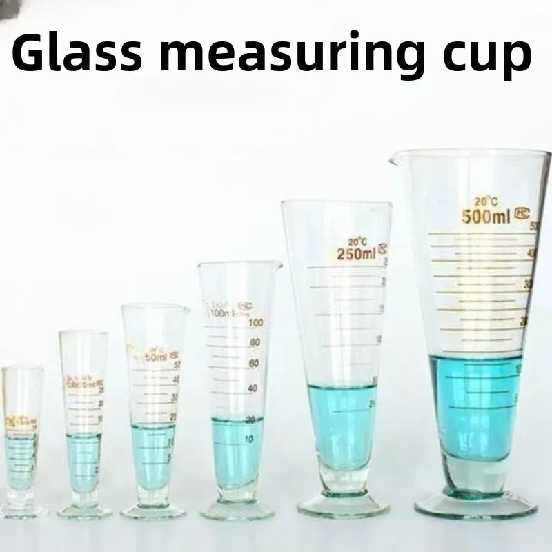 Lab Glass Graduated Vessel Conical Measuring Cup Clear 100-500ml Large Volume for Chemistry Experiment Supplies