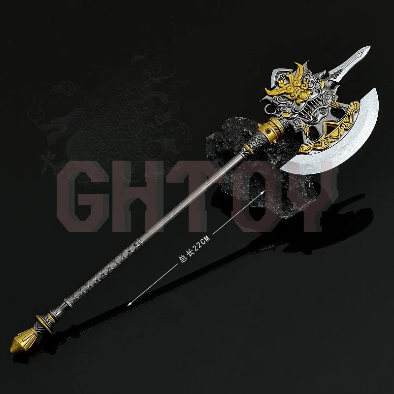 22 cm/8.66in Romantiek van De Drie Koninkrijken Film en Televisie Randapparatuur Wapens Model Xu Huangguan Steen Bijl Metalen Handwerk