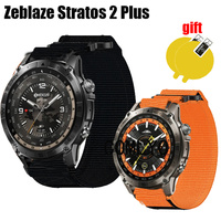 For Zeblaze Stratos 2 Plus Smart watch Strap Nylon Canvas Sports soft Band Women men Outdoor Belt Screen protector film