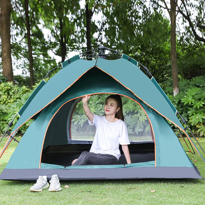 Outdoor Camping Tent 3-4 Persons Double Layers Pop Up Quick Automatic Tents Portable Picnic Hiking Rest Sunshade JBZ03