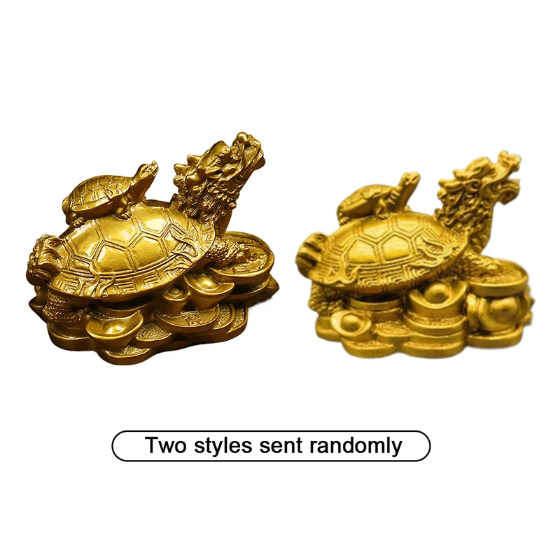 Hot Sale 1Pc Gold Feng Shui Dragon Turtle Tortoise Statue Figurine Coin Money Wealth Luck view 6