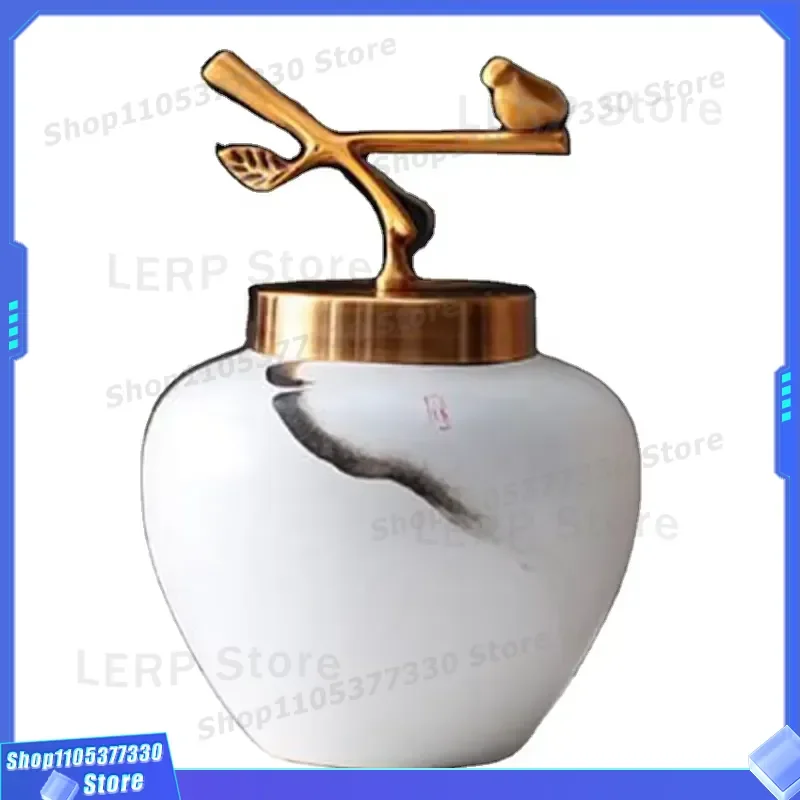 Modern White Ceramic Vase Hand Painted Gold Copper Accent Luxury Home Decor High Temperature Fired Contemporary Design Piece