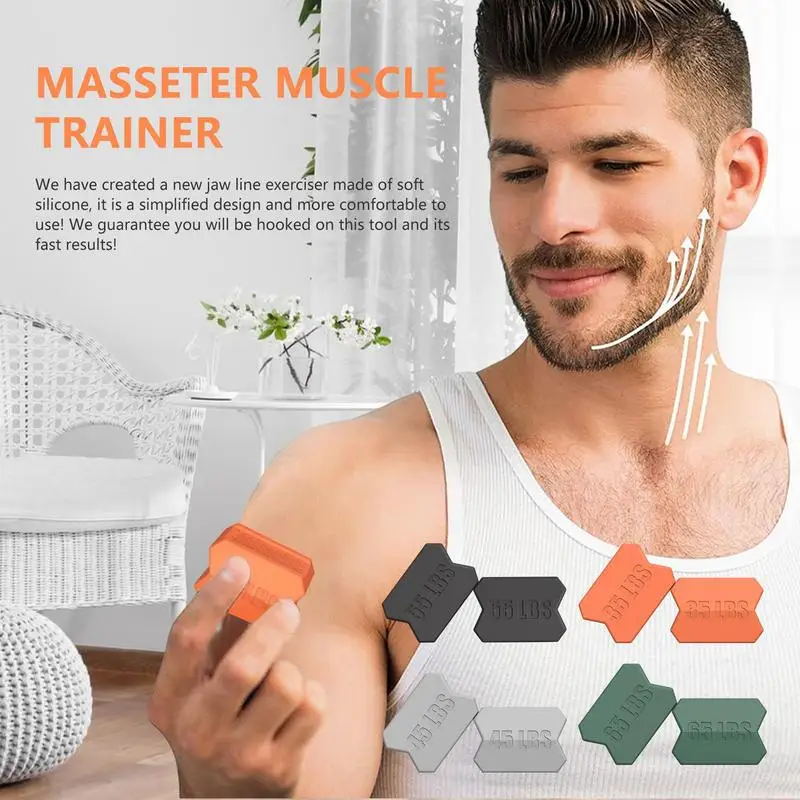 2Pcs/set Jaw Exerciser Jawlines Silicone Facial Chin Neck Muscle Workout Exercises Ball Strengthener Strap Fitness Equipment