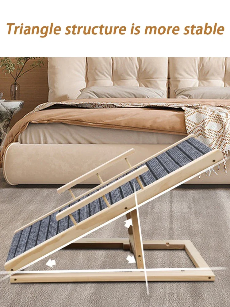 Wooden Dog Ramp Folding Ladder Anti-slip Puppy Stairs High Adjustable Dog Ramp Foldable Climbing Stairs Bed Car Dogs Stair