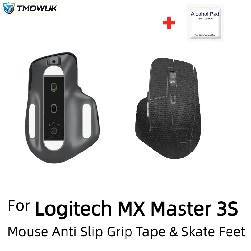 For Logitech MX Master 3 Mouse，ICE PTFE Mouse Skates&Suede-Like Texture Anti‑Slip Sweat Resistant Grip TapeSetGaming Accessories