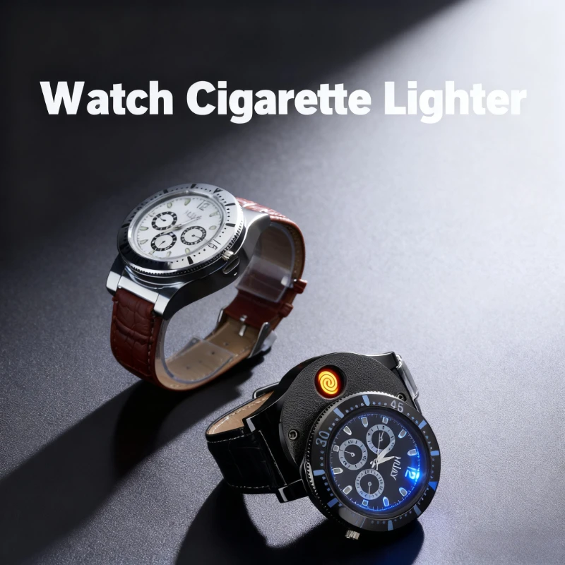 

Rechargeable Metal Lighter - Creative Watch Design, Tungsten Filament, Men's Gift & Cigarette Accessories