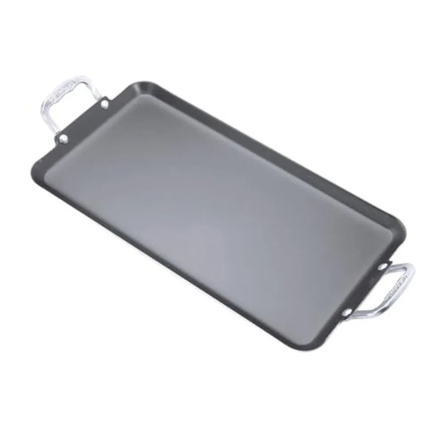 Paquete de 4 Planchas de Doble Quemador Duraderas de 17 x 10, 100% Aluminio Puro Antiadherente con Certificación NSF para Freír, Asar y Rechizar