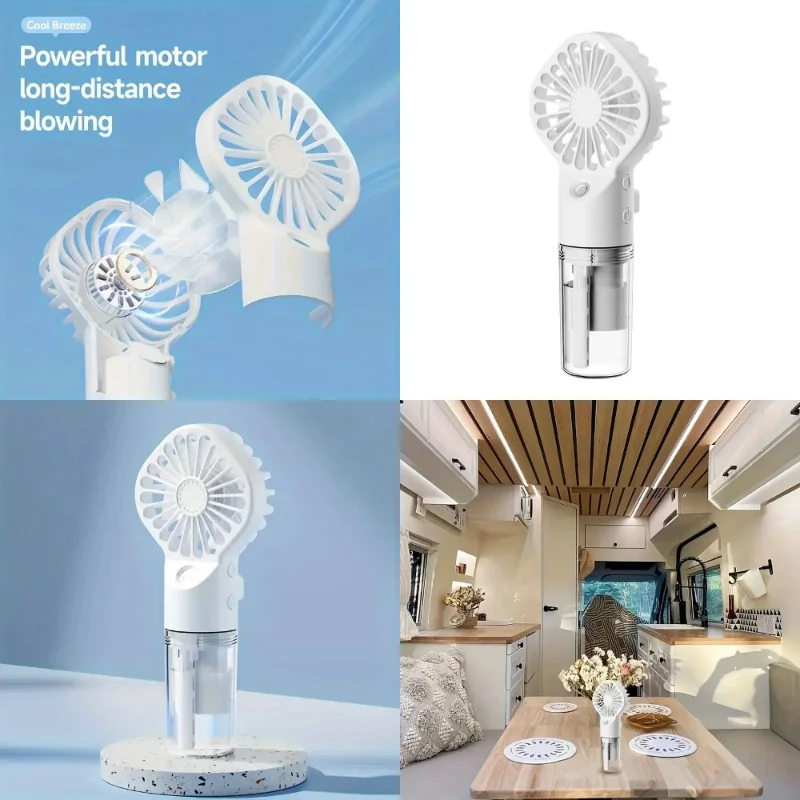 مروحة رذاذ محمولة خالية من الشفرة قابلة لإعادة الشحن عبر USB - بطارية 800 مللي أمبير في الساعة، مروحة تبريد مدمجة وخفيفة الوزن وهادئة مع جهاز بخار للوجه