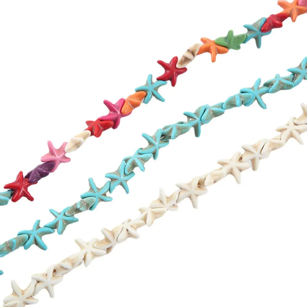 Linsoir Approx.38pcs/Strand 13x13mm Starfish Shape Turquoises Beads Loose Spacer Beads Seed Beads for DIY Jewelry Making