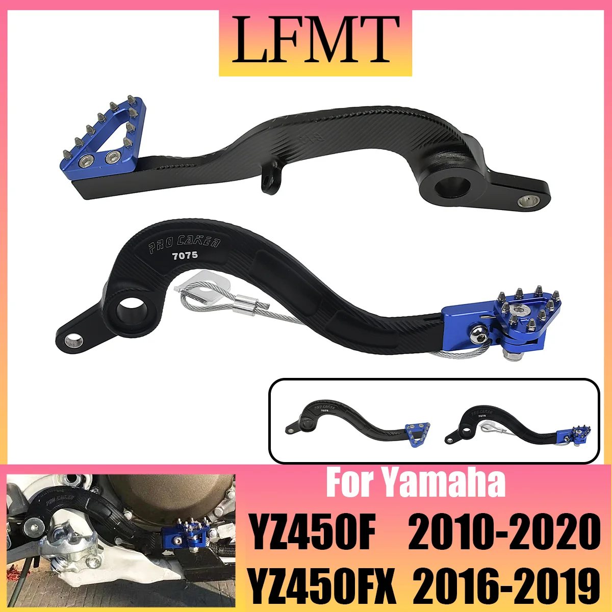 

For Yamaha YZ450F YZ450FX WR450F YZ 450F YZ 450FX WR 450F 450 F WR 2010-2019 2020 Motocross CNC Aluminum Rear Brake Pedal Lever