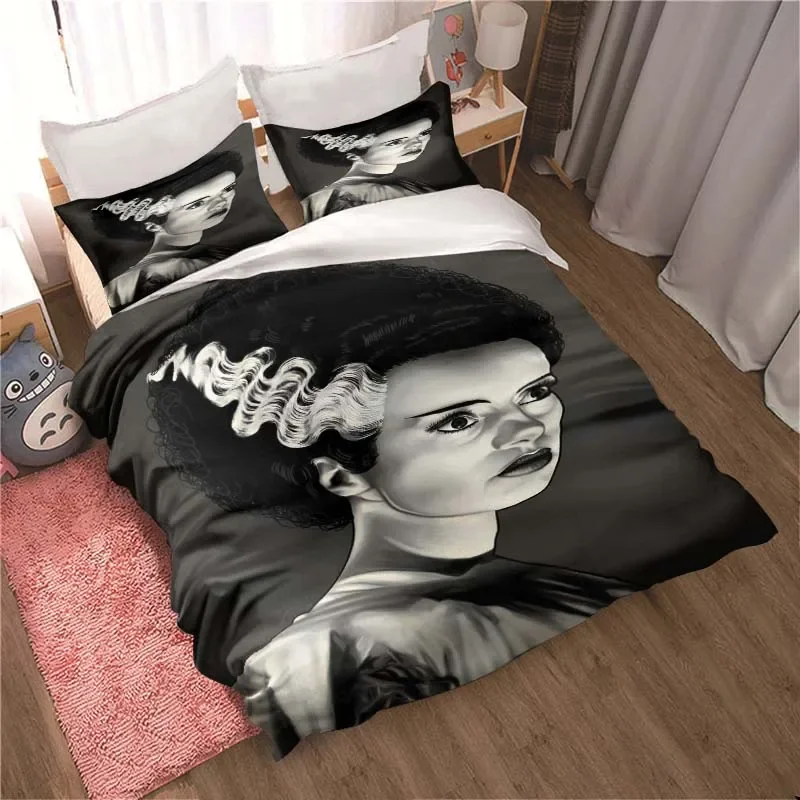 B-Bride of Frankenstein Sheets Quilt Covers Bedding Dormitory Sheets Three-piece Bedding Set Three-piece Soft Warm Bedding Set